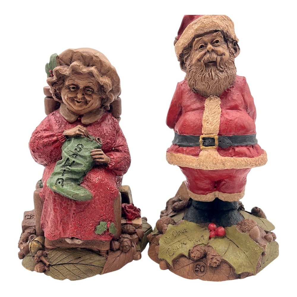 Vtg Tom Clark Cairn Mr & Mrs Claus Gnomes Figurines 1987 1988 Retired #49 2